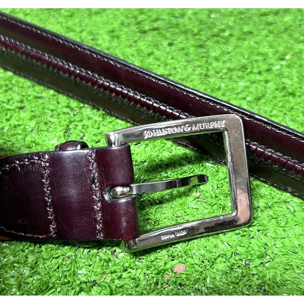 Kipskin Leather Belt 40 Deep Burgundy Patina Preppy Belt‎ Golf Johnston & Murphy